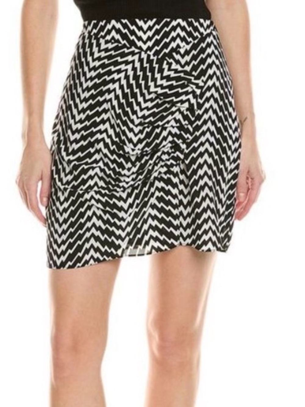 The Kooples NWT Black White Mini Skirt Asymmetrical